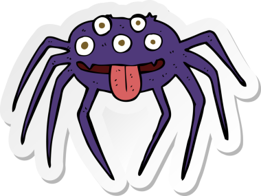 Bir insan tarafından çizilmiş iğrenç cadılar bayramı örümceğinin çıkartması.