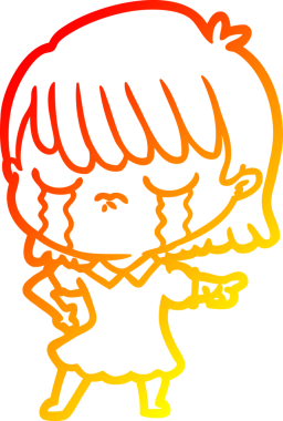 Bir insan tarafından çizilmiş, ağlayan bir çizgi kadın çizimi.