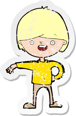 Bir insan tarafından çizilmiş mutlu bir adamın karikatür yapıştırması.