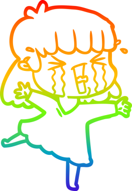 Gökkuşağı gradyan çizgi çizimi Bir insan tarafından çizilmiş gözyaşları içinde bir çizgi kadın