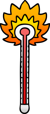 bir insan tarafından çizilmiş gölgelenmiş garip karikatür sıcak termometresi