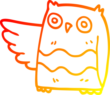 Bir insan tarafından çizilen mutlu baykuş çizgi çizimi.