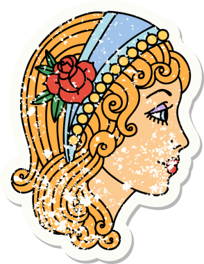 Bir insan tarafından çizilmiş çingene kafasının geleneksel stil dövmesi.