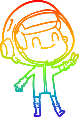 gökkuşağı gradyan çizimi mutlu bir çizgi astronot çizimi bir insan tarafından çizildi