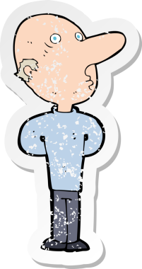 Bir insan tarafından çizilmiş kelleşen bir çizgi film karakterinin gerilimli çıkartması.