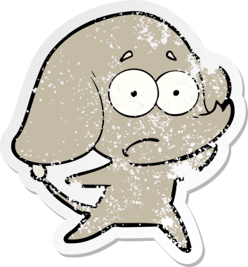 Bir insan tarafından çizilmiş belirsiz bir filin sıkıntılı çıkartması.