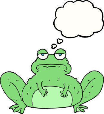 Bir insan tarafından çizilmiş serbest çizim baloncuklu kurbağa.