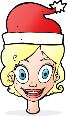 Bir insan tarafından çizilmiş bir karikatür kadın Noel için hazır.