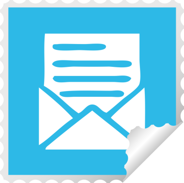 Bir insan tarafından çizilmiş bir mektup ve zarfın kabuk soyucu karikatürü