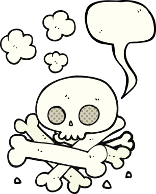 El yazısıyla çizilmiş çizgi roman konuşma balonu bir insan tarafından çizilmiş kemik yığını.