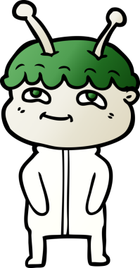 Bir insan tarafından çizilmiş dost canlısı çizgi film uzay adamı.