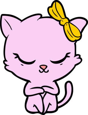 Bir insan tarafından çizilmiş sevimli çizgi film kedisi.