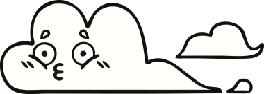 Bir insan tarafından çizilmiş beyaz bir bulutun sevimli karikatürü.