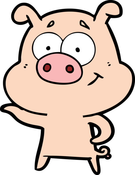 Bir insan tarafından çizilmiş çizgi film domuzu.