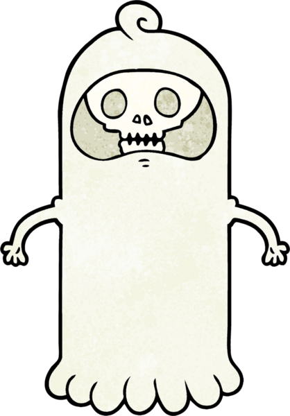 Bir insan tarafından çizilmiş ürkütücü kafatası hayaleti.