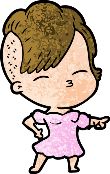 Bir insan tarafından çizilmiş şaşı çizgi film kızı.