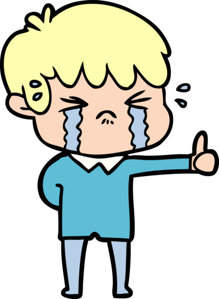 Bir insan tarafından çizilmiş ağlayan çizgi film çocuğu.