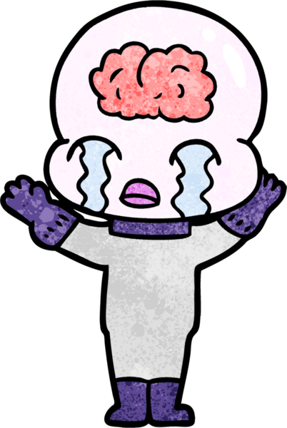 Bir insan tarafından çizilmiş koca beyinli bir uzaylı ağlaması.