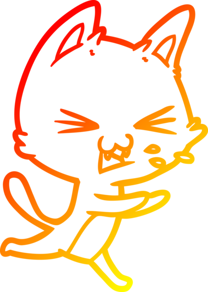 Bir insan tarafından çizilmiş çizgi film kedisinin sıcak çizgi çizimi