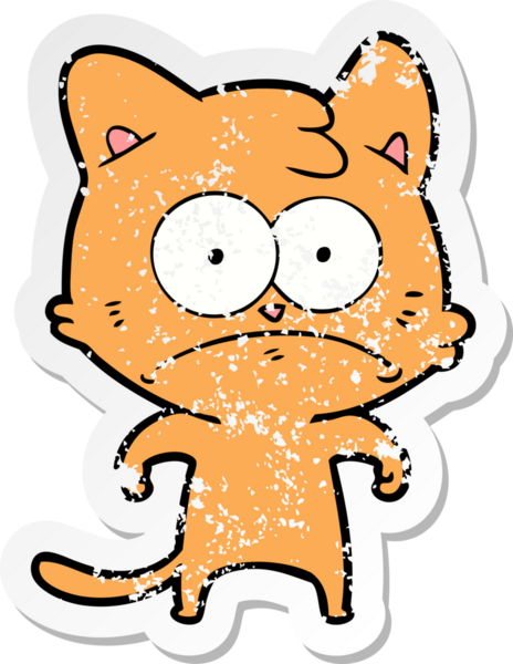 Bir insan tarafından çizilmiş gergin bir kedinin sıkıntılı çıkartması.