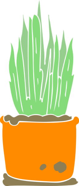 Bir insan tarafından çizilmiş düz renkli karikatür ev bitkisi