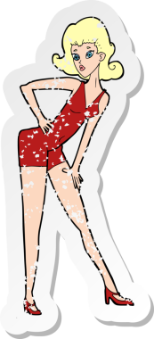 Bir insan tarafından çizilmiş karikatür mankeni bir kadının gerilimli çıkartması.