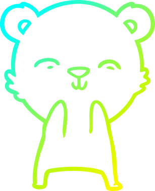 Bir insan tarafından çizilmiş mutlu bir kutup ayısının soğuk çizgi çizimi.