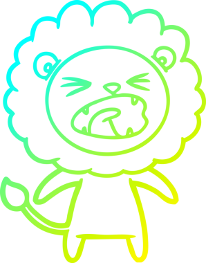 Bir insan tarafından çizilmiş kızgın bir aslanın soğuk çizgi çizimi.