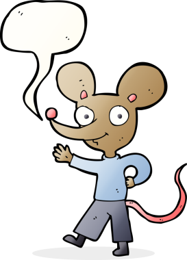 bir insan tarafından çizilmiş konuşma balonlu çizgi film faresi