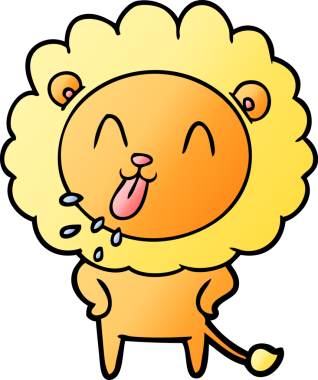 Bir insan tarafından çizilmiş mutlu çizgi film aslanı.