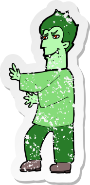 Bir insan tarafından çizilmiş bir vampir çizgi filminin gerilimli yapıştırması.