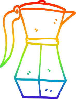 Bir insan tarafından çizilmiş bir karikatür espresso kahve demliğinin gradyan çizimi