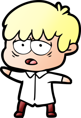 Bir insan tarafından çizilmiş bitkin çocuk çizgi filmi.