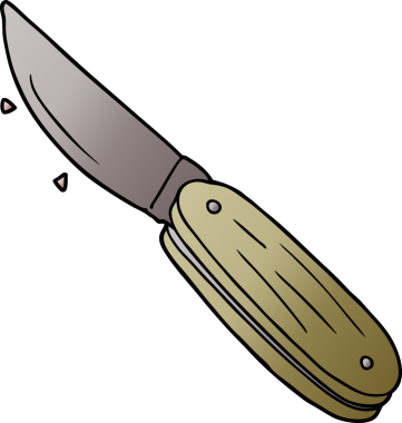 Bir insan tarafından çizilmiş katlanmış çizgi film bıçağı.