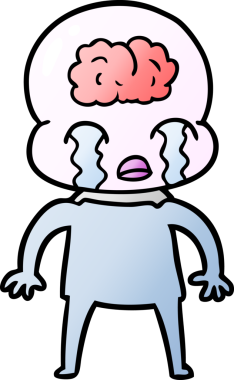 Bir insan tarafından çizilmiş koca beyinli bir uzaylı ağlaması.