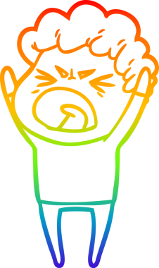 Bir insan tarafından çizilmiş öfkeli bir adamın çizdiği gökkuşağı gradyan çizgisi.