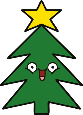 Bir insan tarafından çizilmiş güzel bir Noel ağacı karikatürü.