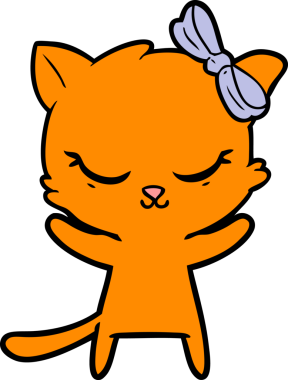 Bir insan tarafından çizilmiş sevimli çizgi film kedisi.