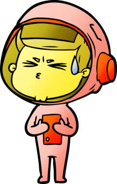 Çizgi film bir insan tarafından çizilmiş astronot.