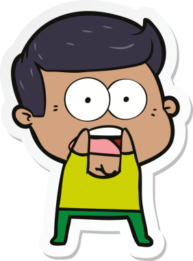 Bir insan tarafından çizilmiş bir karikatür çıkartması.