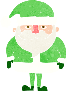 Bir insan tarafından çizilmiş mutlu noel baba çizgi filmi.