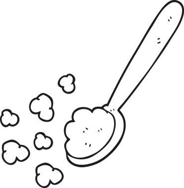 Bir insan tarafından çizilmiş bir kaşık dolusu besin.