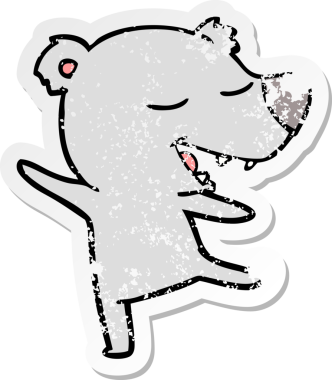 Bir insan tarafından çizilmiş karikatür ayısının sıkıntılı çıkartması.