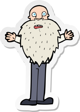 Bir insan tarafından çizilmiş sakallı yaşlı bir adamın çıkartması.