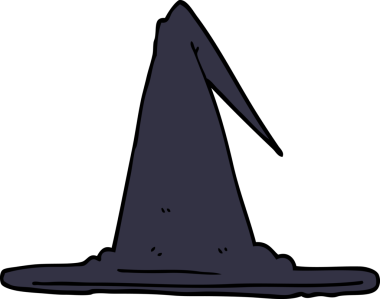 Bir insan tarafından çizilmiş karalama cadı şapkası.