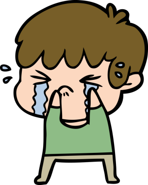 Bir insan tarafından çizilmiş ağlayan çizgi film çocuğu.