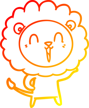 Bir insan tarafından çizilmiş gülen aslan karikatürü.