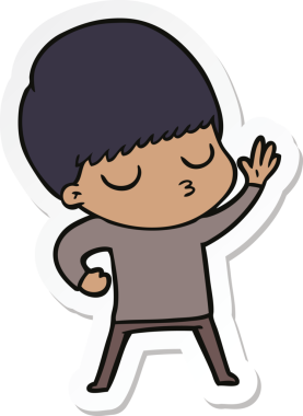 Bir insan tarafından çizilmiş sakin bir çocuğun çıkartması.