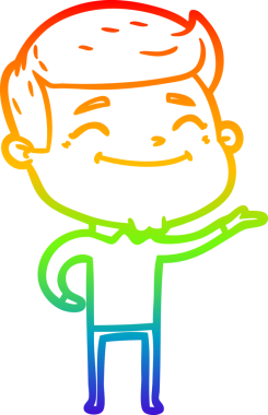 gökkuşağı gradyanı çizimi bir insan tarafından çizilmiş mutlu bir çizgi film adamı