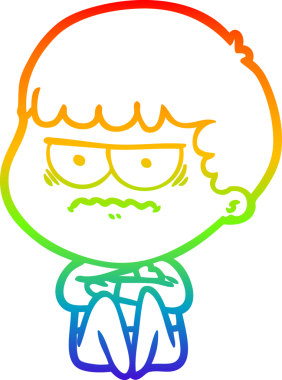 Gökkuşağı gradyan çizgi çizimi Bir insan tarafından çizilmiş rahatsız bir adam